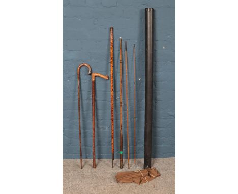 Sold at Auction: Bamboo Fishing Pole & Walking Stick  Walking sticks, Fishing  pole, Walking sticks and canes