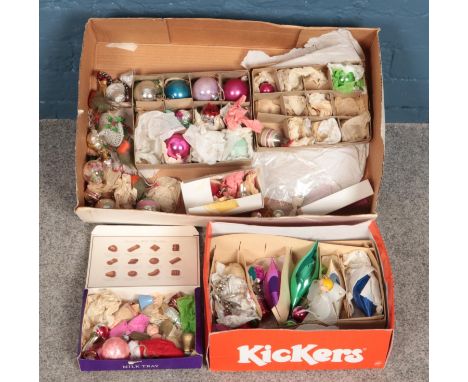 A box of vintage Christmas baubles.  