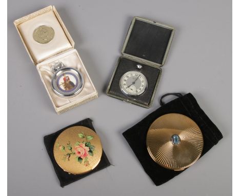 A small quantity of collectables. Includes Ingersoll Coronation pocket watch, Services Army pocket watch and two Stratton com