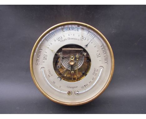 A brass cased marine aneroid barometer/thermometer maker Whyte Thomson & Co.,