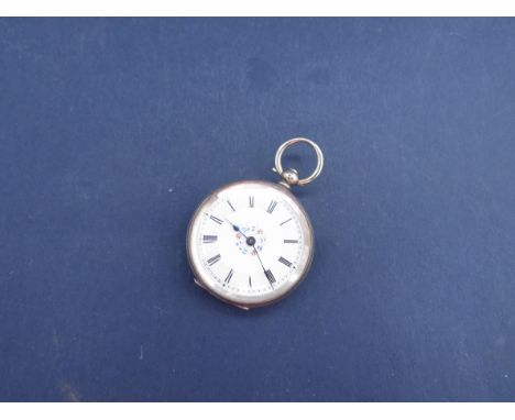 A ladies fob watch, Roman numerated chapter ring, case stamped 800 