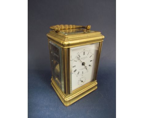 A late 19th Century carriage clock by Le Roy & Fils, Paris & London, small proportions gourge case, platform lever, quarter s