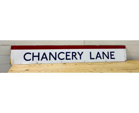 London transport enamel  sign "Chancery lane" 157cm x 24cm