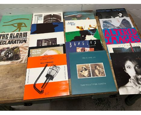 A selection of 80's vinyl albums to include David Bowie, Billy Brays, Aztec Camera, etc 