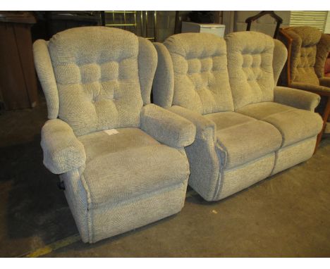 Modern 2 Seat Settee and Manual Reclining Easy Chair 