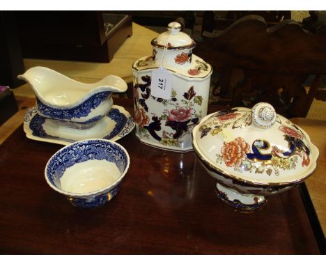 Masons Mandalay Tea Caddy and Covered Dish, Vista Sauce Boat and Dish 