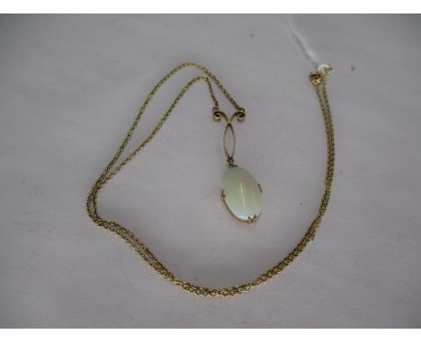9ct Gold Necklace with Opal Drop, 2.94g 
