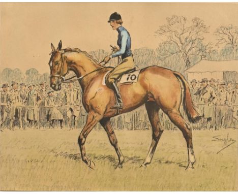 Charles Johnson Payne, 'Snaffles' (1884-1967) - The One To Carry Your Half-Crown, lithograph, partly hand coloured, signed by