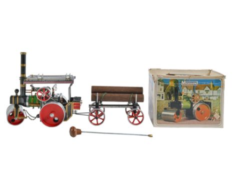 A Mamod S.R.1a steamroller and traction engine trailer, both boxed  
