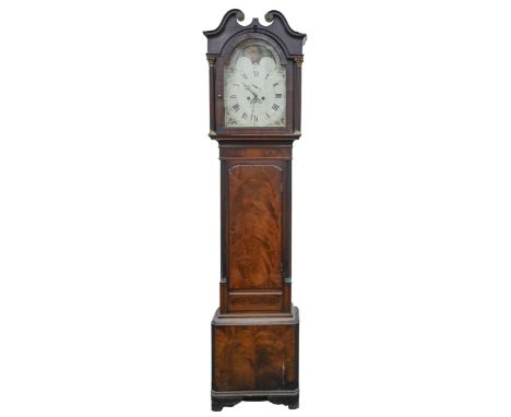 A George III mahogany eight-day longcase clock, Benjamin Peers, Chester, the 13&nbsp;¾ inch painted dial with date sector, br
