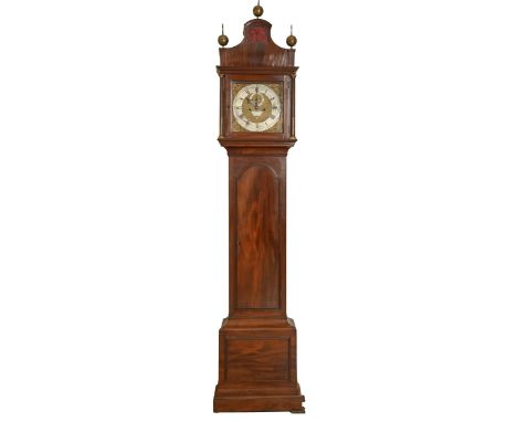 A George III mahogany eight-day longcase clock, Justin Vulliamy, London, the 12 inch brass dial with matted centre, silvered 