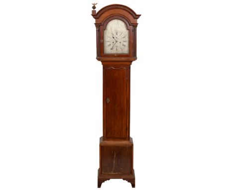 A George III mahogany eight-day longcase clock, Peter John, Bideford, the 12 inch breakarched, engraved and silvered&nbsp;dia