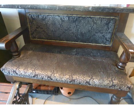 Vintage Stained Pine Waiting Room Bench