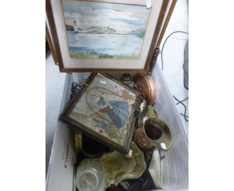 Various Vintage Hat Pins, Three Pictures and a Quantity of Mixed Metalware