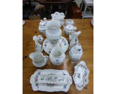 Group of Aynsley ' Pembroke ' Ceramics including Six Vases, Planter, Two Jugs, Three  Lidded Urns, Two Lidded Jars, Two Sandw