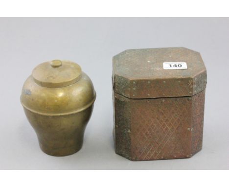 Lipton's Sovereign Tea Caddy for British Empire Exhibition 1926 together with Copper Covered Tea Caddy