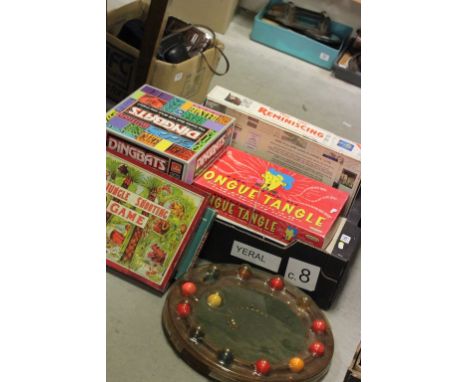 Collection of board games including Scrabble, vintage billiards, Dingbats etc