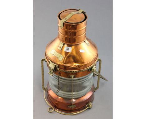 Large Brass and Copper Ship's Lantern, 50cms high