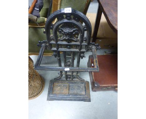 Victorian Cast Iron Stick Stand with registration diamond to back