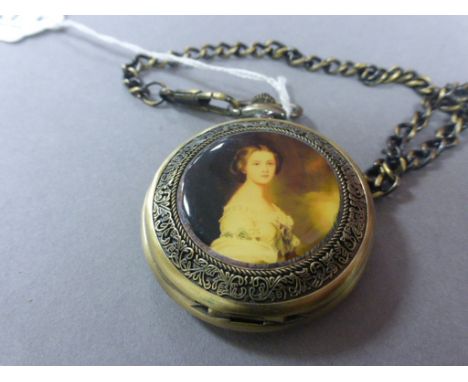 Pocket watch in vintage style with lady to front