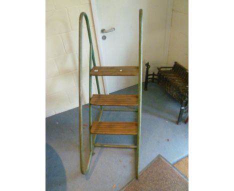 Vintage metal horse mounting stand with elm steps