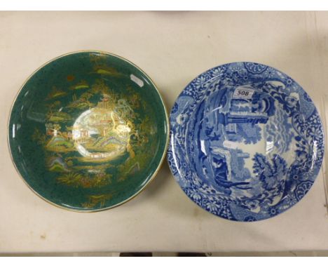 Copeland Spode Italian Bowl and a Wilton Ware Green Chinoiserie Bowl