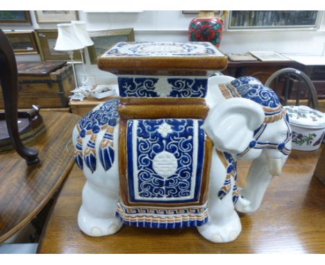 Large Ceramic Elephant Footstool