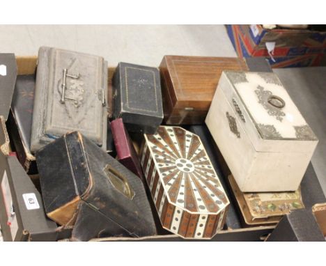 Mixed Lot of Victorian and Early 20th century Boxes including White Painted Tea Caddy, Anglo Indian Bone and Micro Mosaic Box