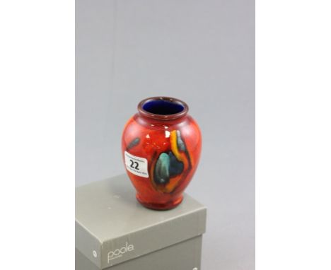 Boxed Poole Pottery ' Peacock Roman ' Vase, 11cms 