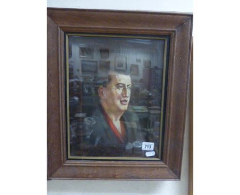 Framed oil painting portrait of Irish poet Brendan Beehan
