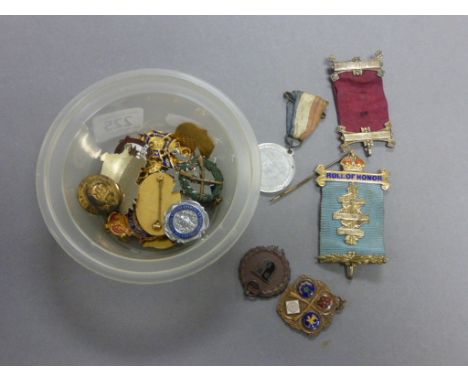 Quantity of enamel shooting badges etc  