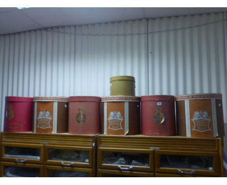 Seven Vintage Cardboard Hat Boxes including ones from Christy's of London and Lincoln Bennett Hatters