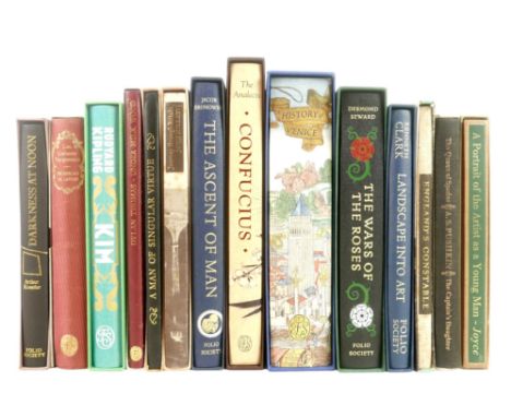 A collection of modern Folio Society books, comprising Darkness at Noon, Les Liaisons Dangereuses, Kim, Under Milk Wood, A Ma