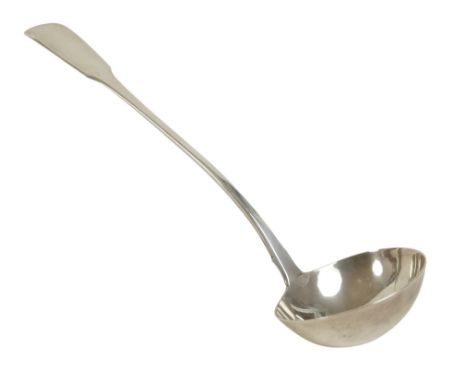 A George III silver ladle, fiddle pattern, Richard Britton, London 1818, 32cm long, 7.12toz