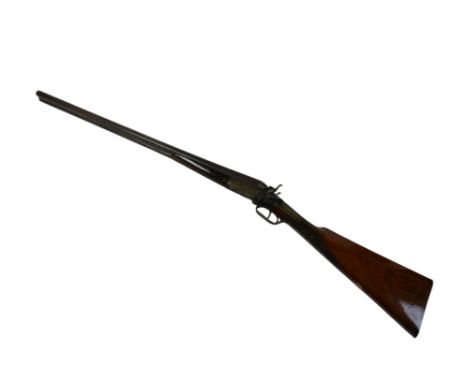 A C&amp;H Weston hammer action side by side double barrel shotgun no 32, engraved stock with side lever, 75.5cm 14 bore barre