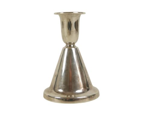 A Norwegian 830 silver candlestick, labelled to the green baize base, Gullsmed-Ole P. Thingbo, Naerbo, with weighted base, 16