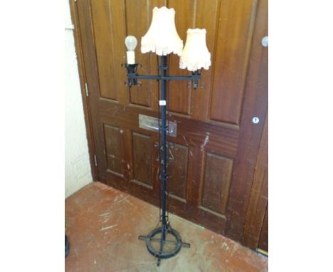 Black metal three branch ornate lamp E/T