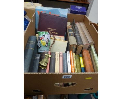 Parcel of Welsh books including a Bacon's fold-up map of Wales, Welsh jug and Welsh lady door knocker