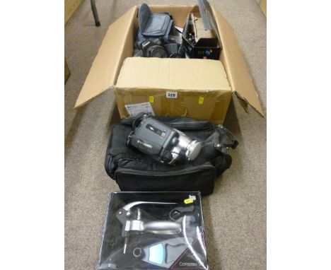 Canon EOS 1000 Camera, a Panasonic digital video camera, both with carry cases and mixed associated equipment,  BT boxed digi