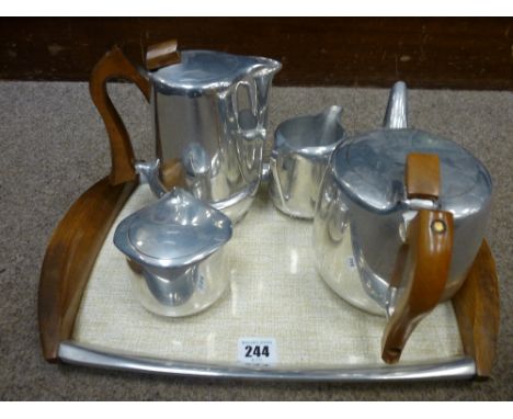 Five piece Picquot tea service including tray