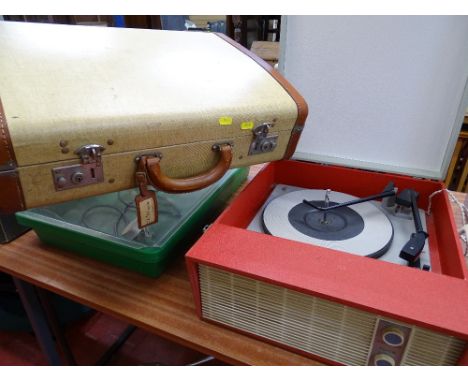 Vintage electric portable record player and a vintage Victor case E/T