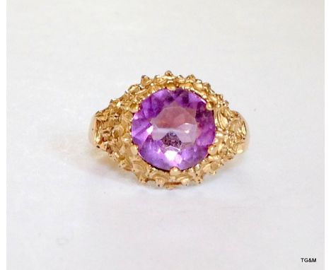 A 9ct gold hallmarked amethyst set ring size S