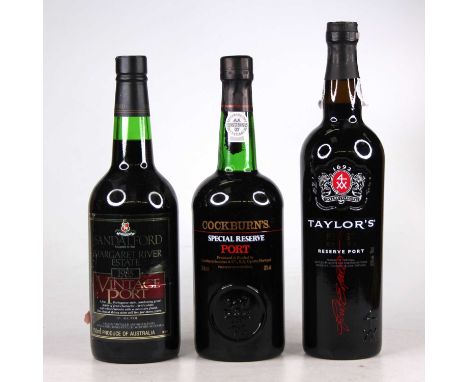 Cockburn's Special Reserve NV port, one bottle in carton; San Dalford Margaret River Estate vintage port, 1985, one bottle; a
