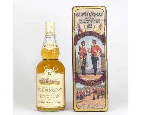 Glen Moray 12 Year Old Single Highland Malt Scotch Whisky, 75cl, 40%, one bottle in tin carton