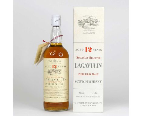 Lagavulin Aged 12 Years Pure Islay Malt Scotch Whisky, White Horse Distillers Ltd, Glasgow, 75cl, 43%, one bottle in carton, 