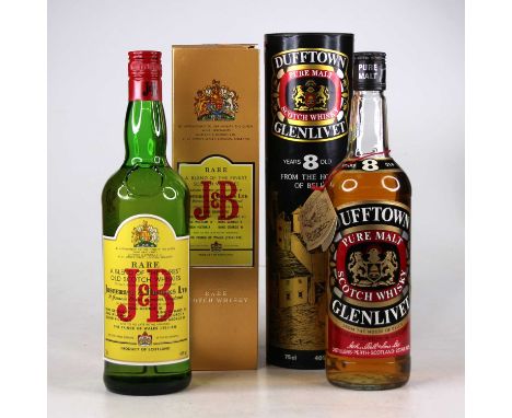 Dufftown Glenlivet 8 year old pure malt Scotch whisky, 75cl, 40%, one bottle in carton; and Justerini &amp; Brooks Ltd rare o