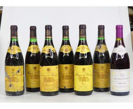 Assorted red table wines to include Marquis de Romeral, 1994, Rioja, four bottles, together with one 1993 and one 1992 vintag