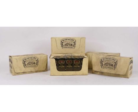 Bowmore Islay single malt Scotch whisky, six packs of ten spirit miniatures (one with two missing) OB