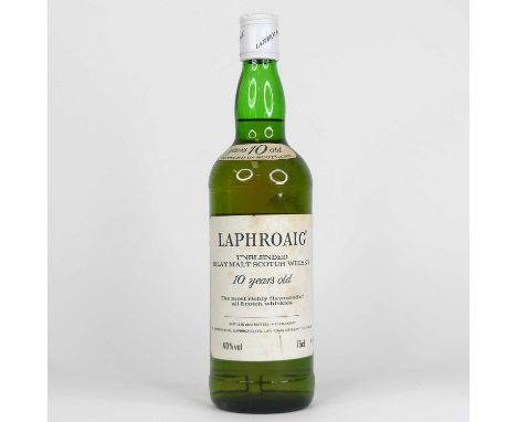 Laphroaig 10 Year Old Unblended Islay Malt Scotch Whisky, 75cl, 40%, one bottle
