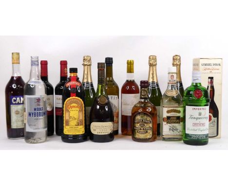 Mixed lot to include Kahlua Coffee Liqueur, 100cl, 26.5%, one bottle, Campari Bitter, 100cl, 20%, one bottle, Tanqueray Speci